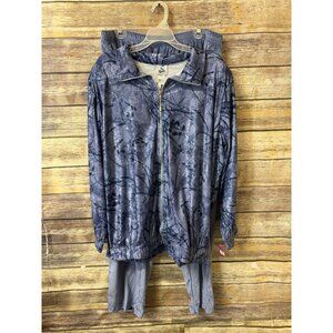 Sport Savvy 2X Panne Velvet‎ Bomber Jacket Pant Set Blue Bamboo Zip-Up
